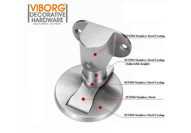 VIBORG Deluxe Solid SUS304 Stainless Steel Casting Adjustable Floor Mount Mounted Magnetic Door Stopper Doorstop Door Stop, RS-40F (1) - Image 4